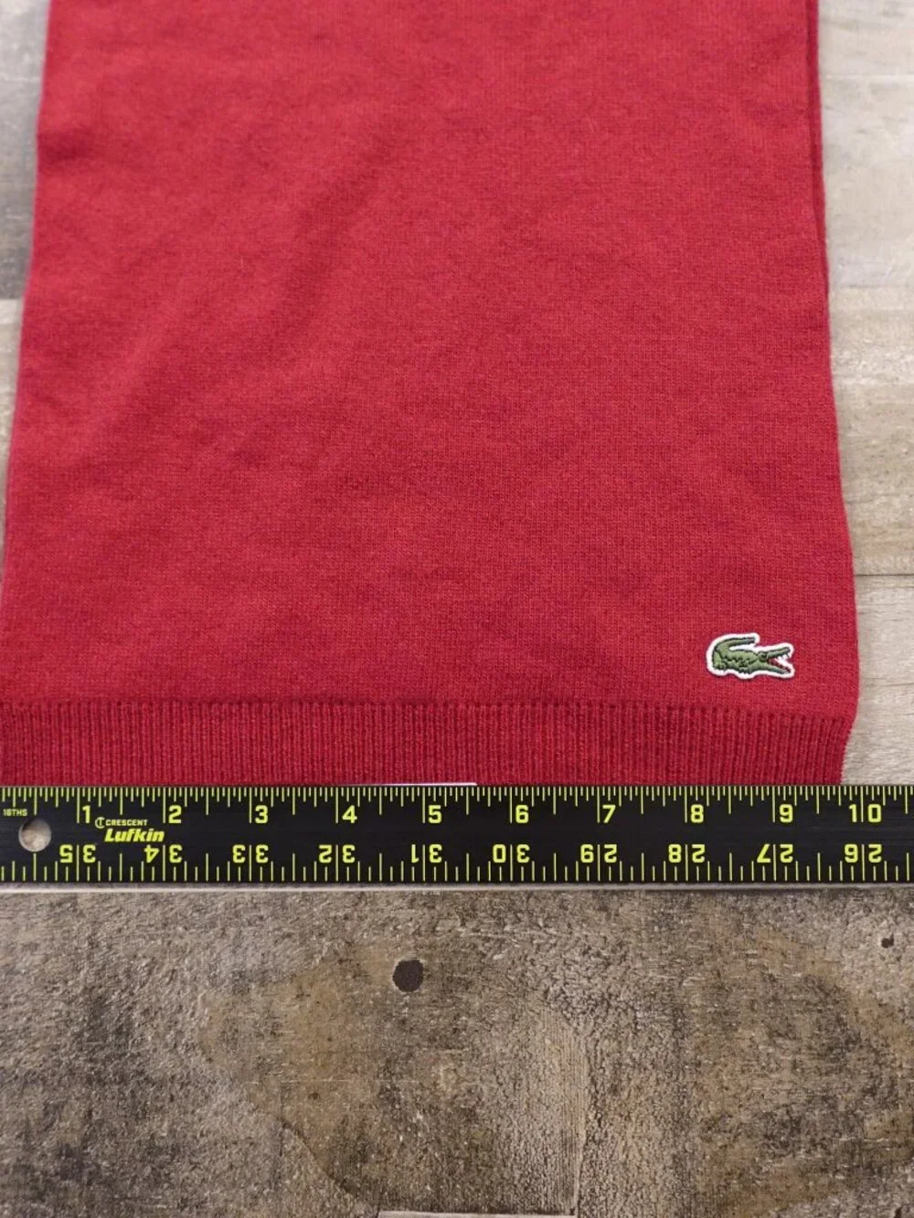 Lacoste Wool Cashmere Blend Scarf Red 68” Logo Luxury Winter Unisex